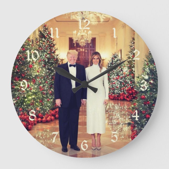 Grande Horloge Ronde Trump Président des États-Unis Maison Blanche Noël (Recto)