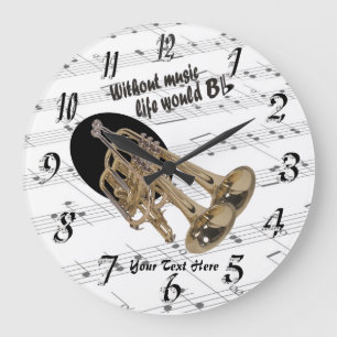 Grande Horloge Ronde Trumpet Without Music Life Would B Flat Wall Clock