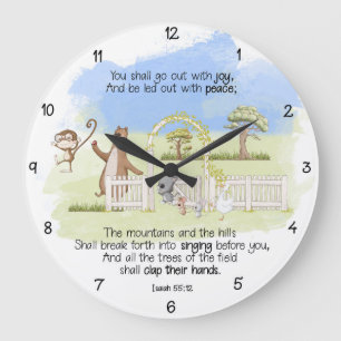 Grande Horloge Ronde Tu sortiras avec Joy Isaïe 55:12