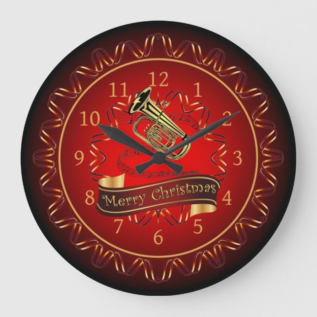 Grande Horloge Ronde Tuba ~ Merry Christmas ~ Maroon & Black ~  (Recto)