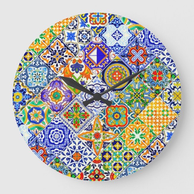 Grande Horloge Ronde Tuile de Boho (Recto)