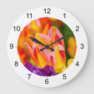 Grande Horloge Ronde Tulipes Enchantant