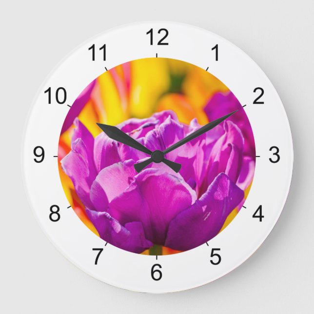 Grande Horloge Ronde Tulipes Enchanter Violet (Recto)
