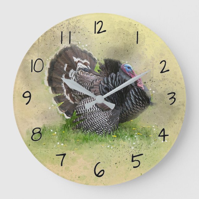 Grande Horloge Ronde Turquie Art animal sauvage (Recto)