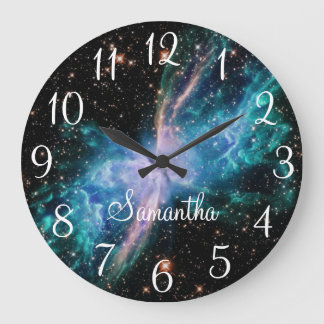 Grande Horloge Ronde Turquoise Butterfly Nebula Celestial Photo