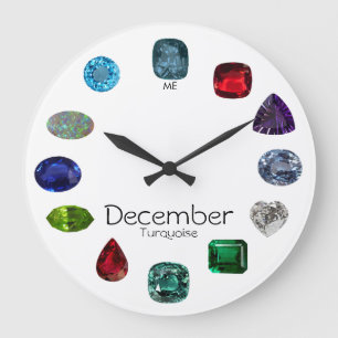 Grande Horloge Ronde Turquoise, Décembre Pierre de naissance