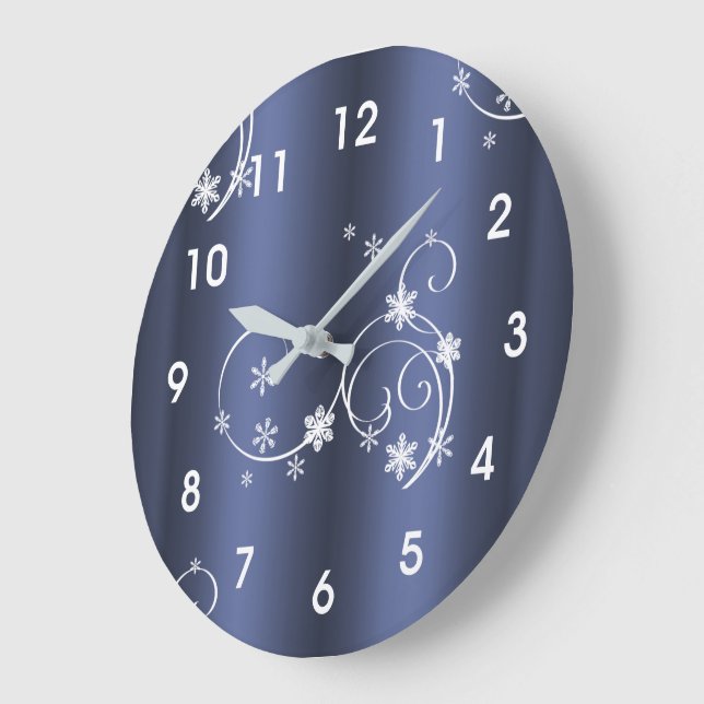 Grande Horloge Ronde Turquoise métallique, Fils blancs Noël (Angle)