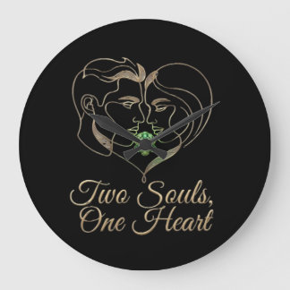 Grande Horloge Ronde Two Souls, One Heart – Elegant Romantic Wall Clock