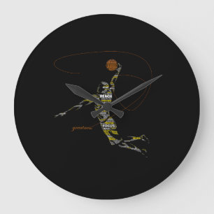 Grande Horloge Ronde Typographie de basketball de grandeur
