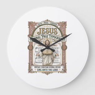Grande Horloge Ronde Typographie de la page de l'hymne de Jésus Page de