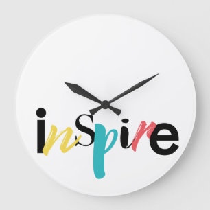 Grande Horloge Ronde Typographie moderne, créative et joyeuse d'Inspire
