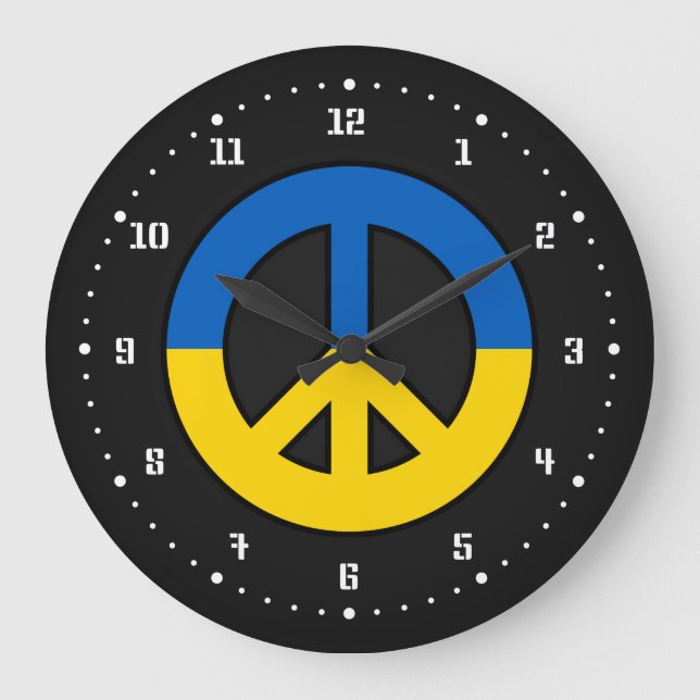 Grande Horloge Ronde Ukrainian peace sign on a black background (Recto)