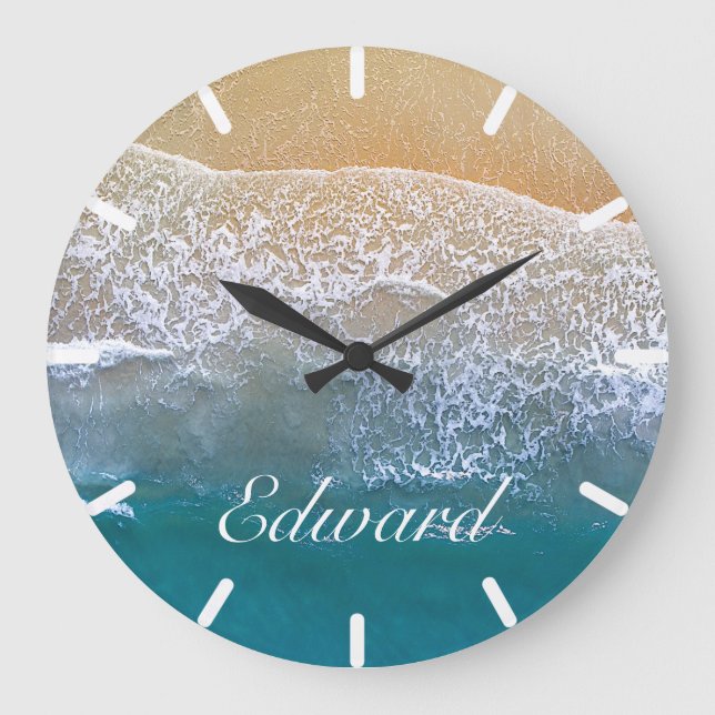 Grande Horloge Ronde Un avec la plage (Recto)