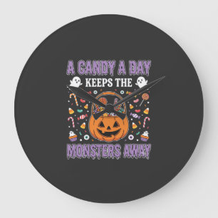 Grande Horloge Ronde Un bonbon par jour Halloween T Shirt Design