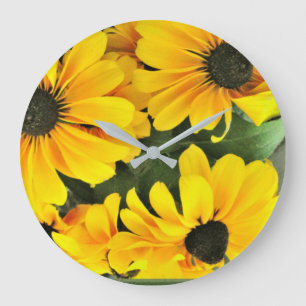 Grande Horloge Ronde Un bouquet de Rudbeckies jaunes