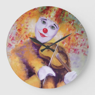 Grande Horloge Ronde Un clown doux jouant du violon