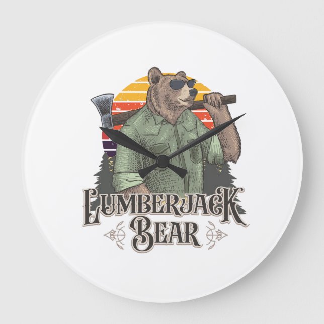 Grande Horloge Ronde Un drôle de puzzle avec un ours dessiné (Recto)