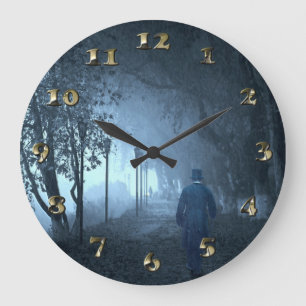 Grande Horloge Ronde Un étranger dans le parc dans le brouillard noctur