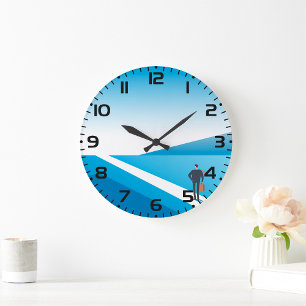 Grande Horloge Ronde Un Homme D'Affaires À La Recherche D'Un Chemin D'A