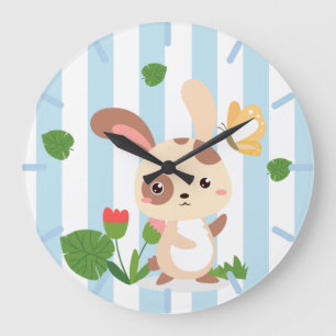 Grande Horloge Ronde Un joli petit lapin