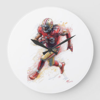 Grande Horloge Ronde Un joueur de football américain qui tourne avec un