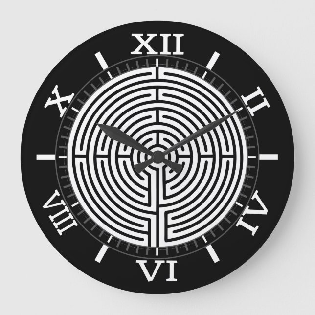 Grande Horloge Ronde Un labyrinthe à cadran noir (Recto)