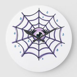 Grande Horloge Ronde Un oeil de caricature mignon dans un Web étincelan