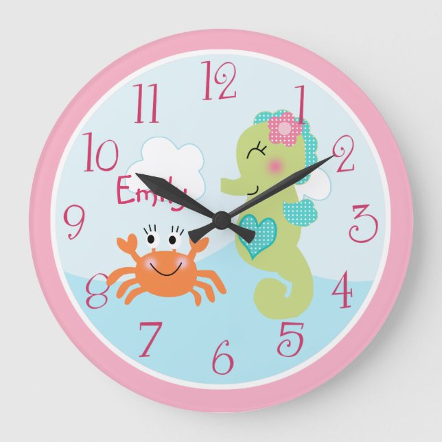 Grande Horloge Ronde Under the Sea Life Seahorse Clock (Recto)