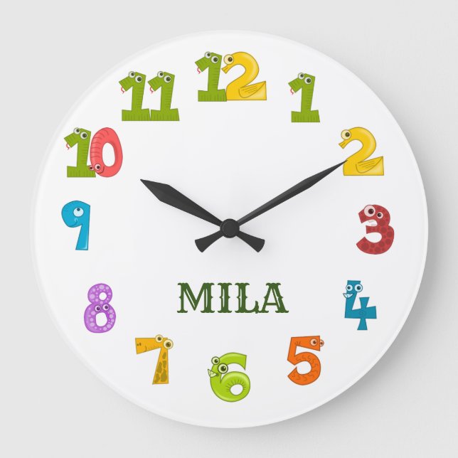 Grande Horloge Ronde Une belle montre pour enfants avec son nom (Recto)