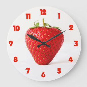 Grande Horloge Ronde Une Fraise Rouge Grasse Nombres Rouges wc arc