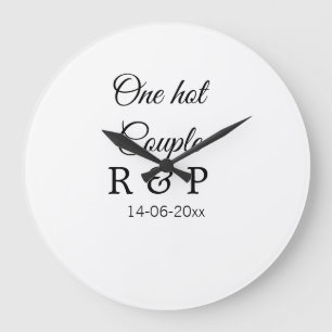 Grande Horloge Ronde Une lettre initiale de nom de couple chaud date te
