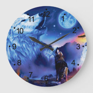Grande Horloge Ronde Une meute de loups dans une nuit sombre