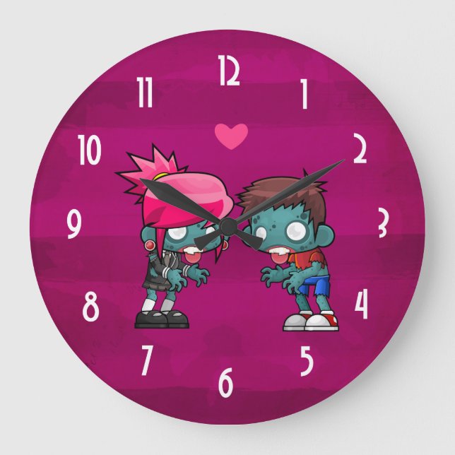 Grande Horloge Ronde Une paire de zombies en amour (Recto)
