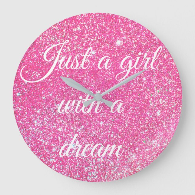 Grande Horloge Ronde UNE PETITE FILLE AVEC UNE Parties scintillant rose (Recto)
