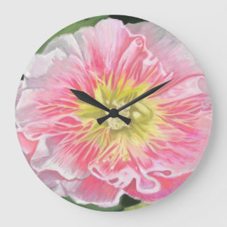Grande Horloge Ronde Une rose tendre et crème hollyhock_0165