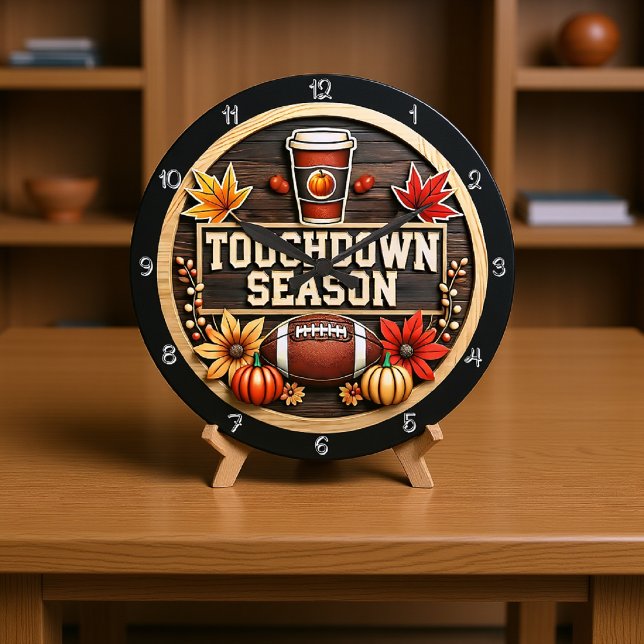 Grande Horloge Ronde UNE SAISON D'Automne À Thème Football (Créateur téléchargé)