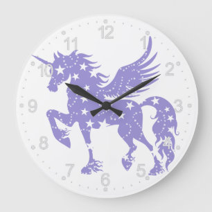 Grande Horloge Ronde Unicorn pegasus - Choisir la couleur arrière - pl