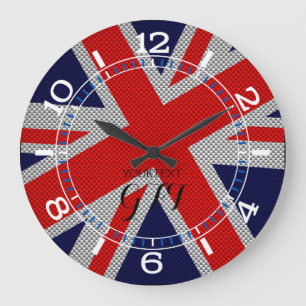 Grande Horloge Ronde Union Jack vibrant personnalisé sur le style de