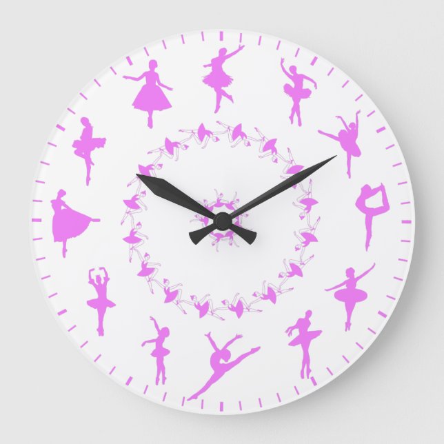 Grande Horloge Ronde Unique Ballerina Silhouettes Themed Large Clock (Recto)