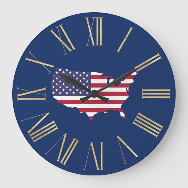 Grande Horloge Ronde United States Country and Flag on Blue (Recto)