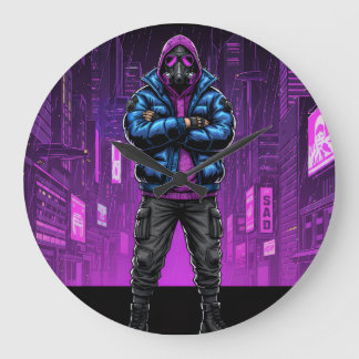 Grande Horloge Ronde Urban Gas Mask Rebel – Cyberpunk Streetwear Art