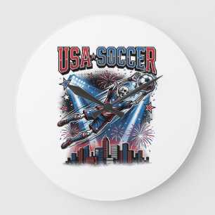 Grande Horloge Ronde USA Football Squelette Buteur Nations Premium Spor