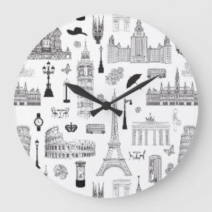 Grande Horloge Ronde Vacation In Europe Pattern