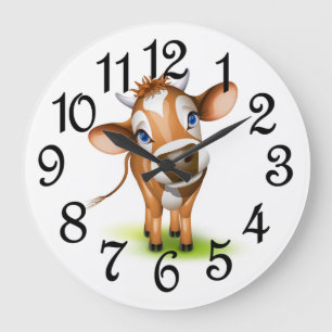 Grande Horloge Ronde Vache Brown