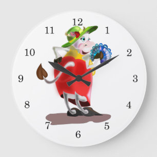Grande Horloge Ronde Vache de mode