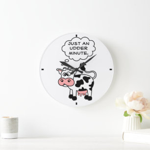 Grande Horloge Ronde Vache idiote juste un pays de minute de mamelle