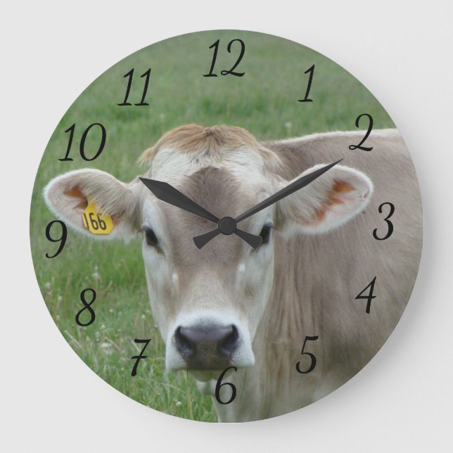 Grande Horloge Ronde Vache Jersey Contentée (Recto)