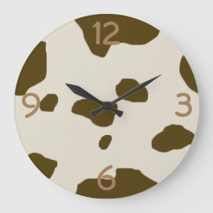 Grande Horloge Ronde VACHE SKIN print Chiffres trimestriels