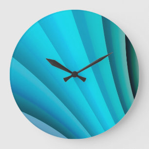 Grande Horloge Ronde Vague bleu clair Art Abstrait