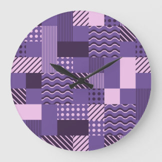 Grande Horloge Ronde Vagues Points Gris : Moderne Sans Fil.